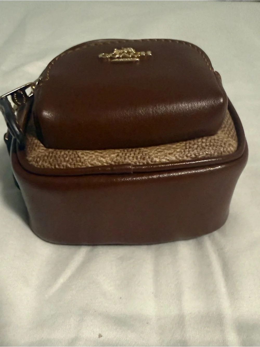 Coach Mini Court Brown Monogram Backpack Bag Charm with Gold Tone Hardware! NWT